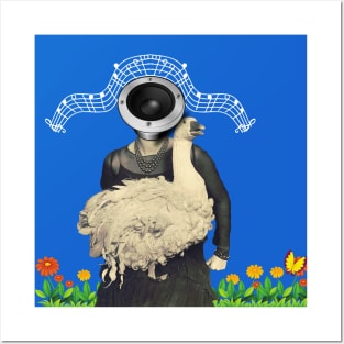 Opera Singer Goose With Supportive Mom (Blue/White edition) Posters and Art